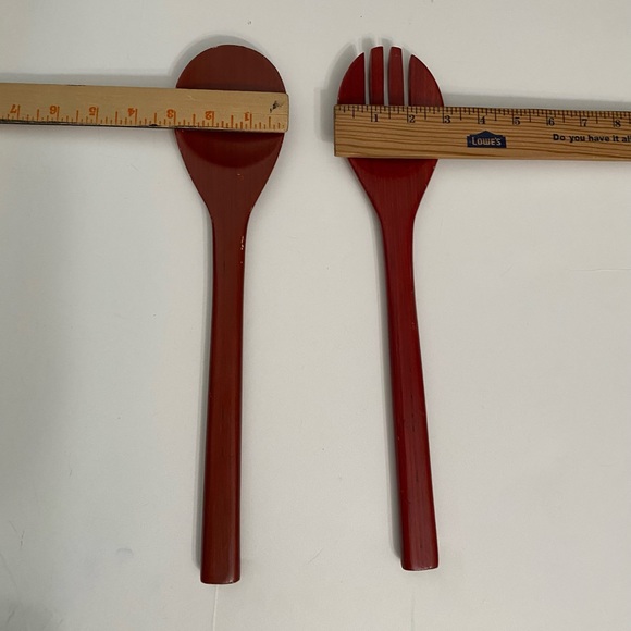 Wood Serving Salad Fork & Spoon Set Burgundy color - Picture 5 of 6